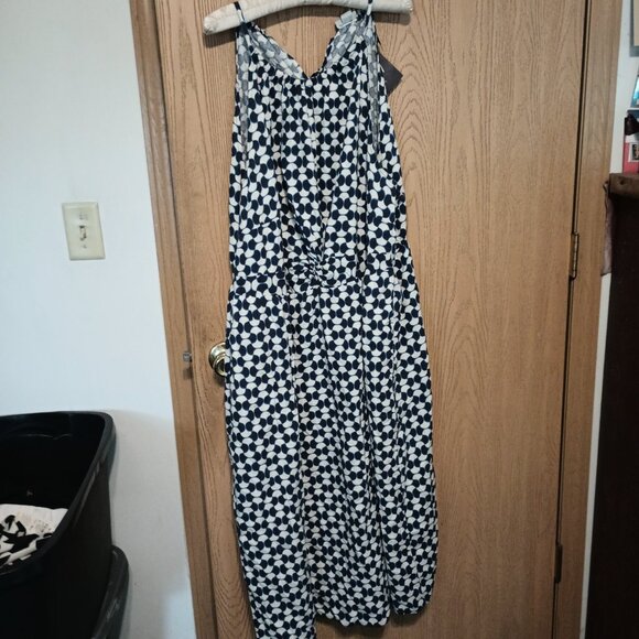 NEW Women's Halter Neck A-Line Dress - Ava & Viv™ Blue Geometric 3X - Picture 3 of 5